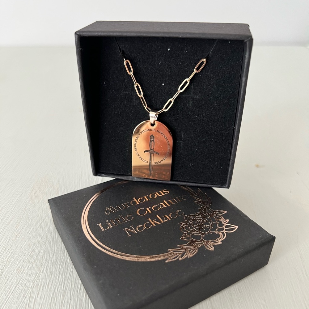 The Bookish Box Necklace Rose Gold From Blood and Ash‎ Murderous Little Creature